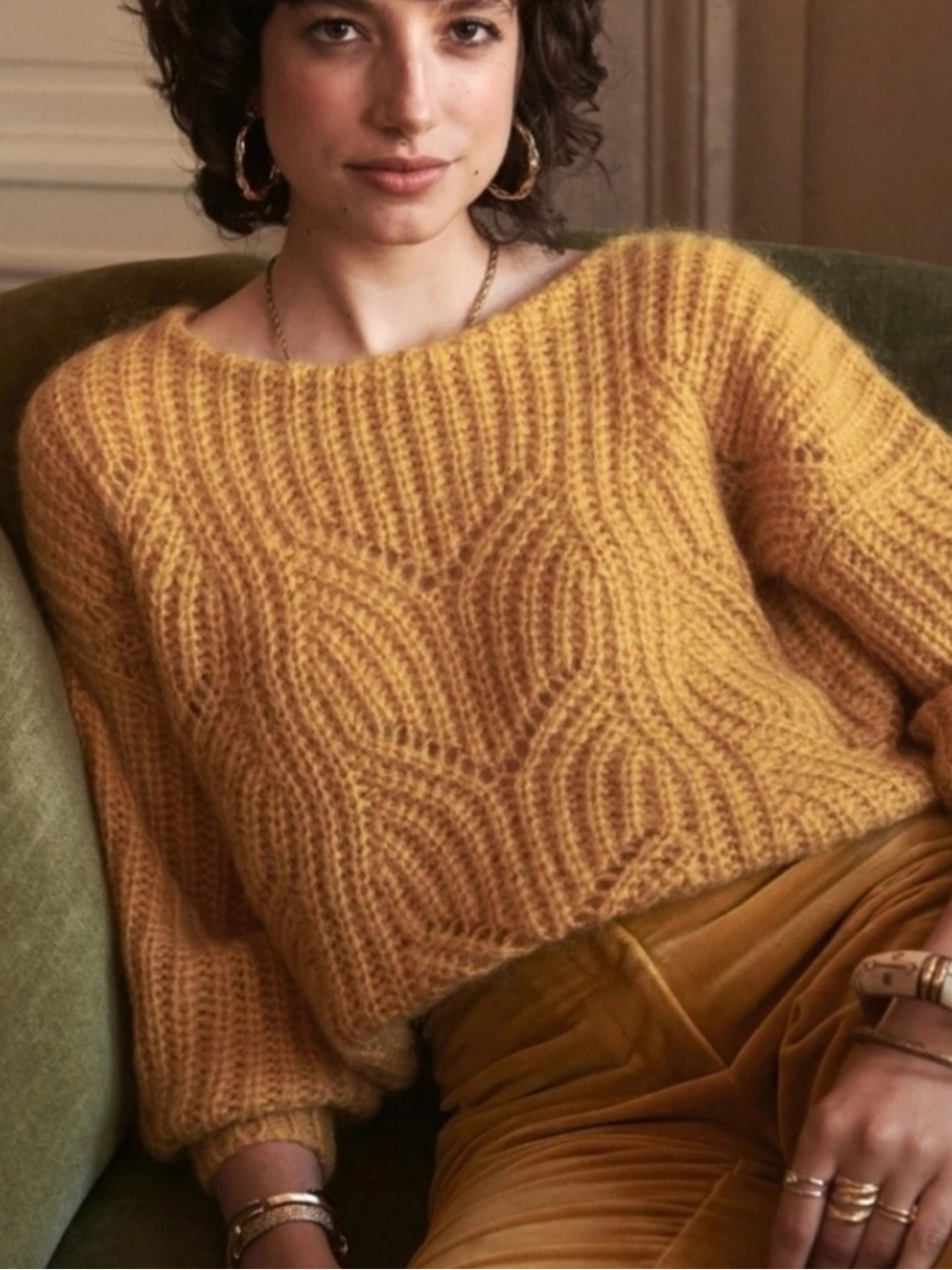 Sezane Simone Mustard Mohair Jumper Sweater